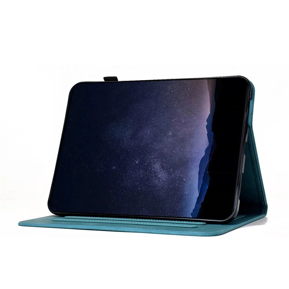 For Lenovo Tab M11 / Xiaoxin Pad 11 2024 Case Imprinted Plum Blossom Stand Card Slots Leather Tablet Cover with Auto Sleep / Wake - Baby Blue - 3
