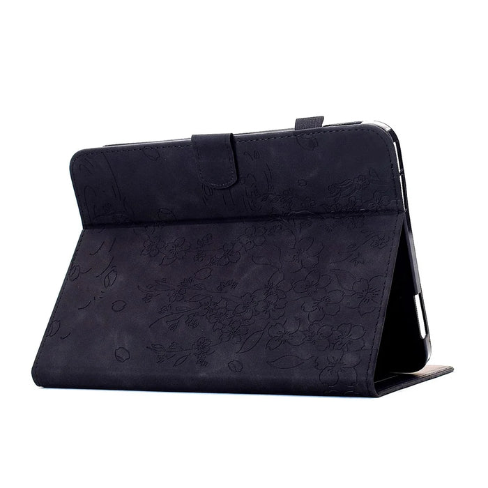 For Amazon Kindle Paperwhite (2024) Case Imprinted Plum Blossom Stand Card Slots Leather Tablet Cover with Auto Sleep / Wake - Black - 4