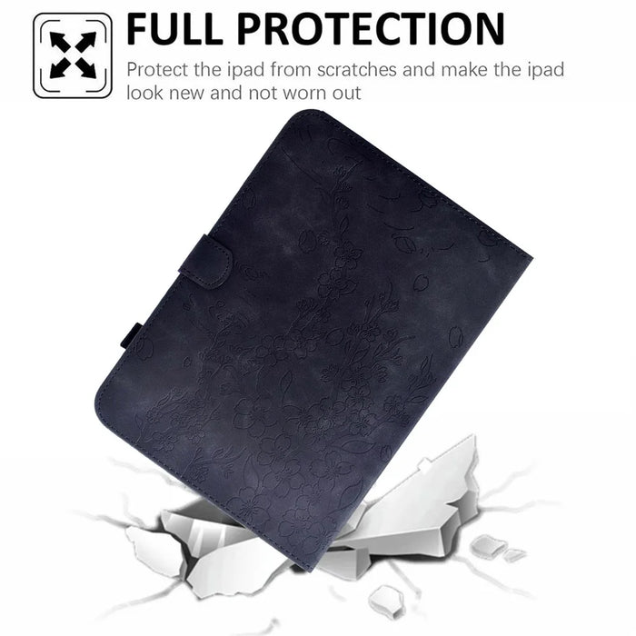 For Amazon Kindle Paperwhite (2024) Case Imprinted Plum Blossom Stand Card Slots Leather Tablet Cover with Auto Sleep / Wake - Black - 5