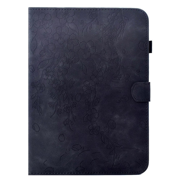 For Amazon Kindle Paperwhite (2024) Case Imprinted Plum Blossom Stand Card Slots Leather Tablet Cover with Auto Sleep / Wake - Black - 7
