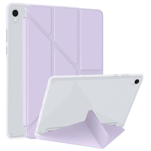 For Samsung Galaxy Tab S11 Case PU Leather Origami Stand Clear Tablet Cover - Purple - 1