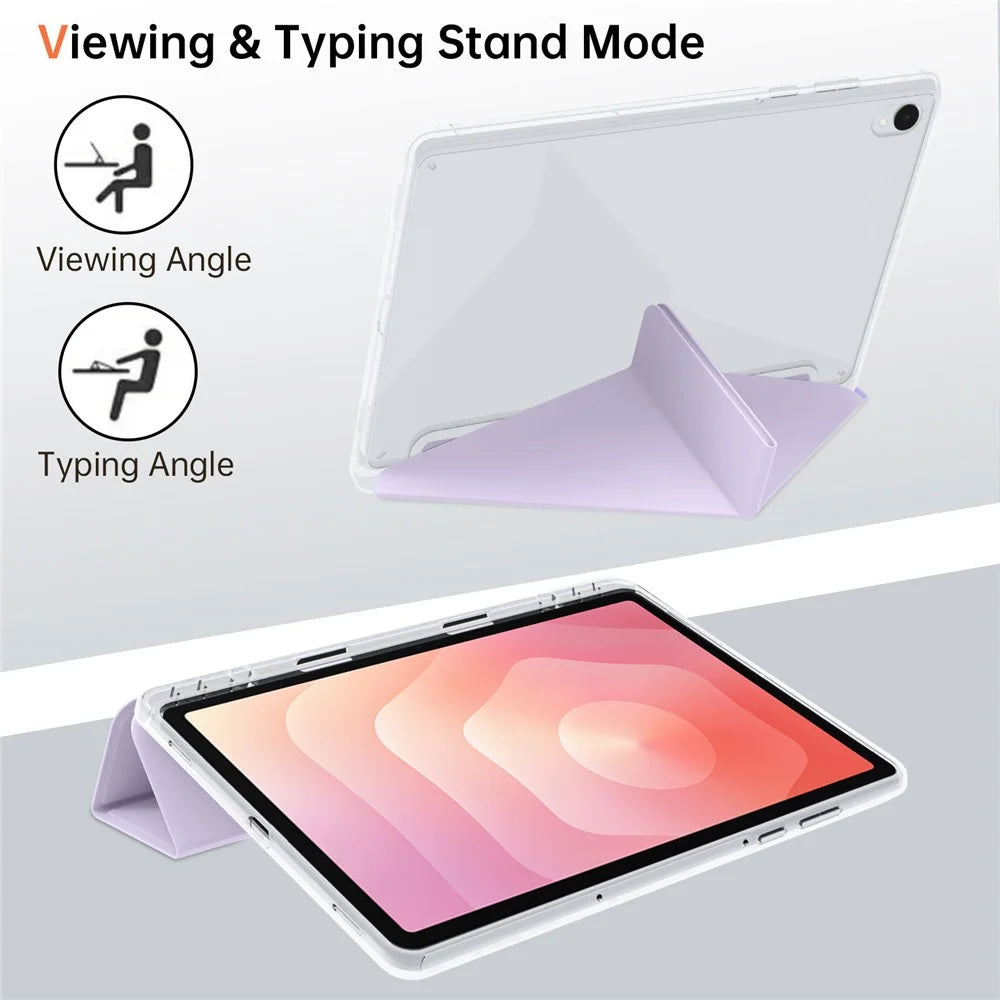 For Samsung Galaxy Tab S11 Case PU Leather Origami Stand Clear Tablet Cover - Purple - 4