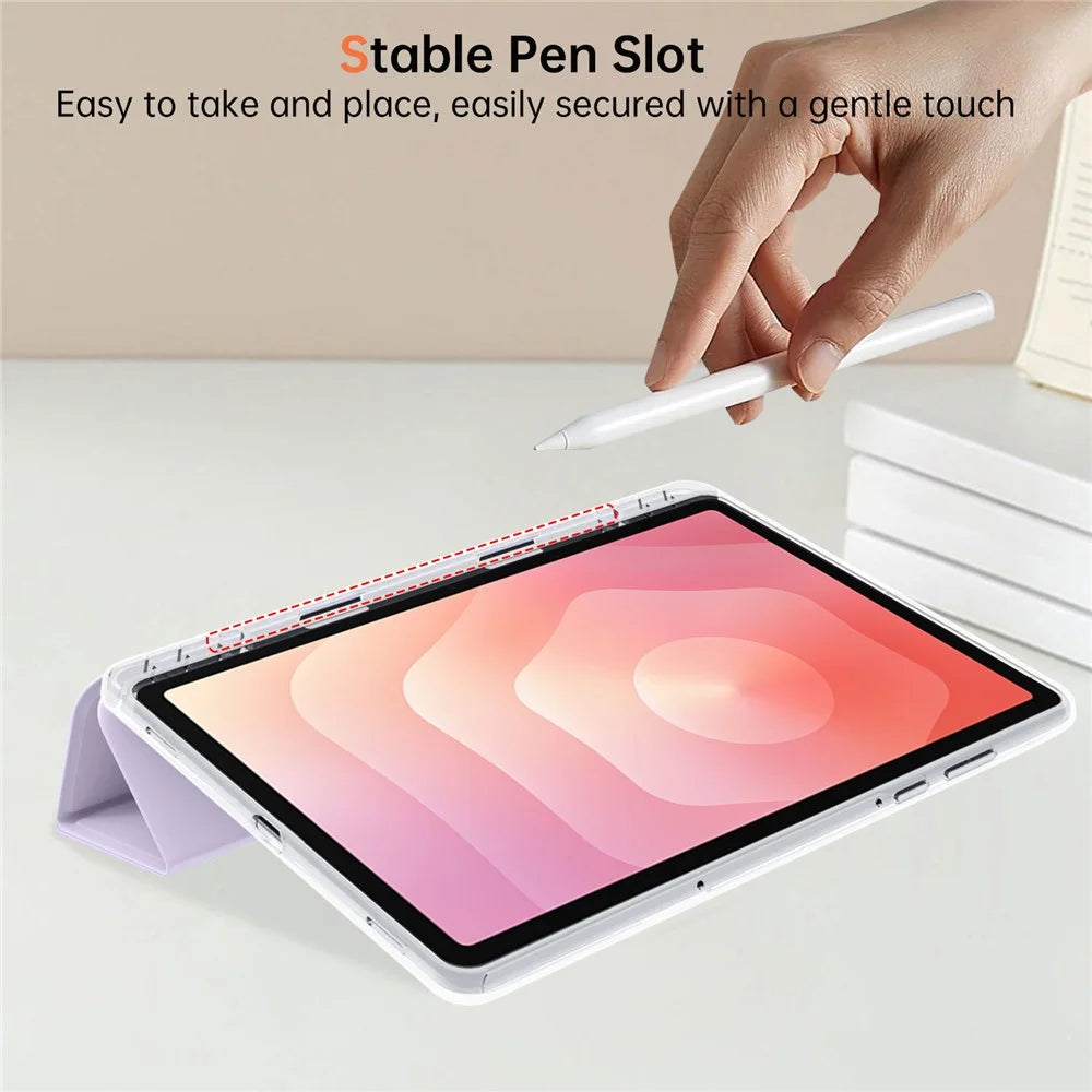 For Samsung Galaxy Tab S11 Case PU Leather Origami Stand Clear Tablet Cover - Purple - 6