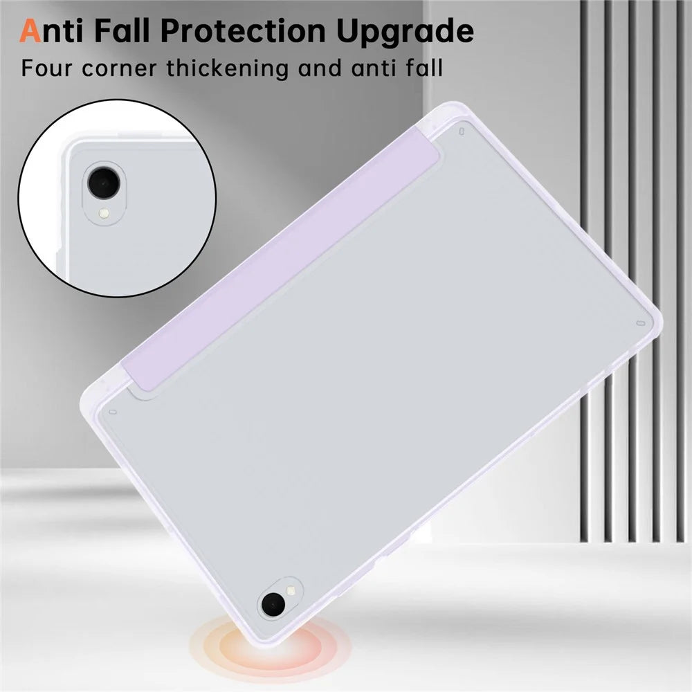 For Samsung Galaxy Tab S11 Case PU Leather Origami Stand Clear Tablet Cover - Purple - 7
