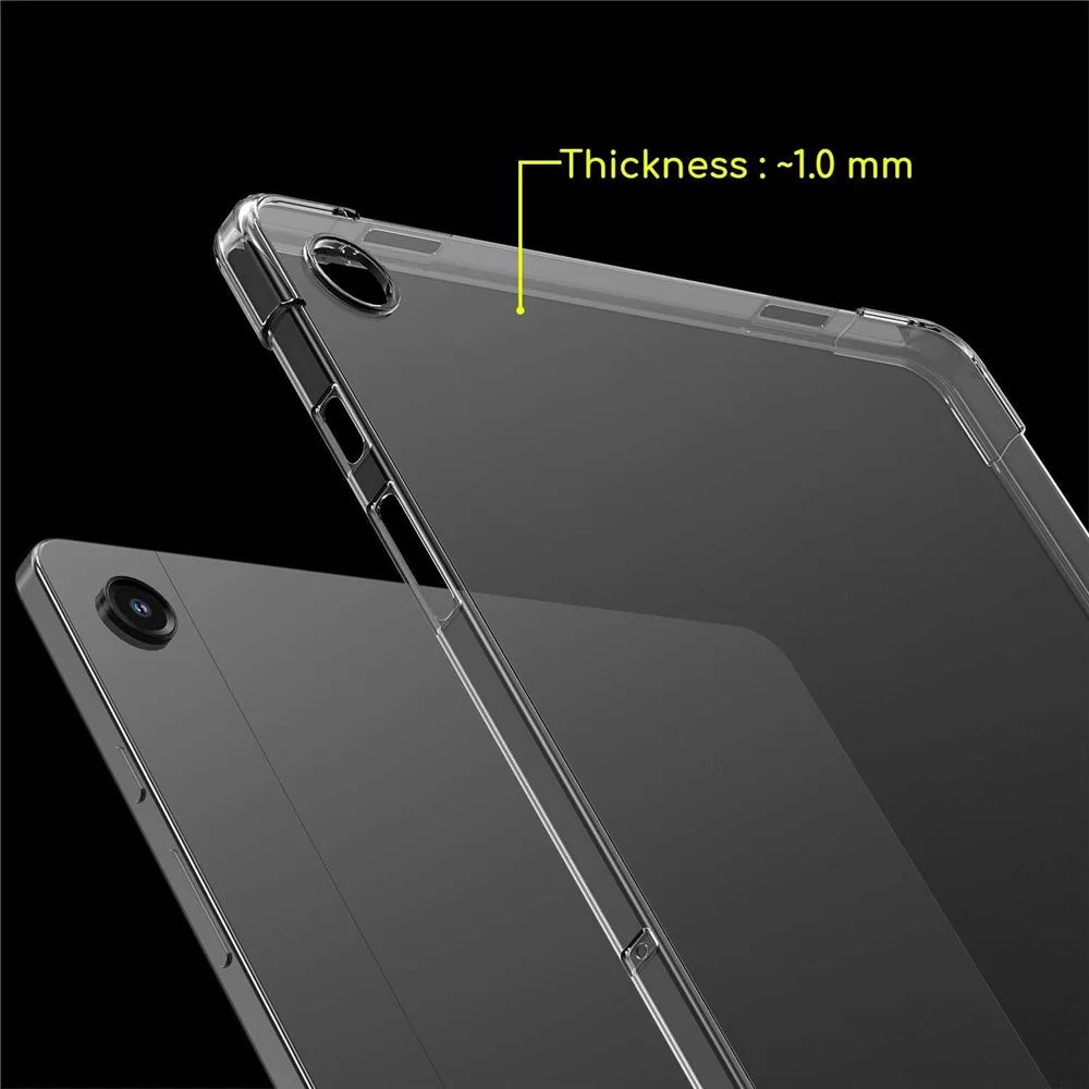 For Samsung Galaxy Tab A11+ / A9+ Case TPU Drop-Resistant Clear Tablet Cover + Tempered Glass Screen Film - 6
