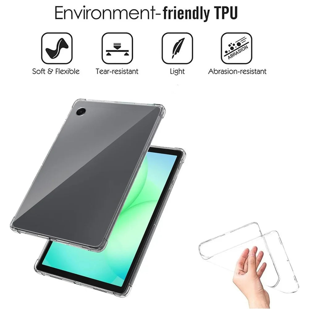 For Samsung Galaxy Tab A11 / A9 Case TPU Drop-Resistant Clear Tablet Cover + Tempered Glass Screen Film - 2