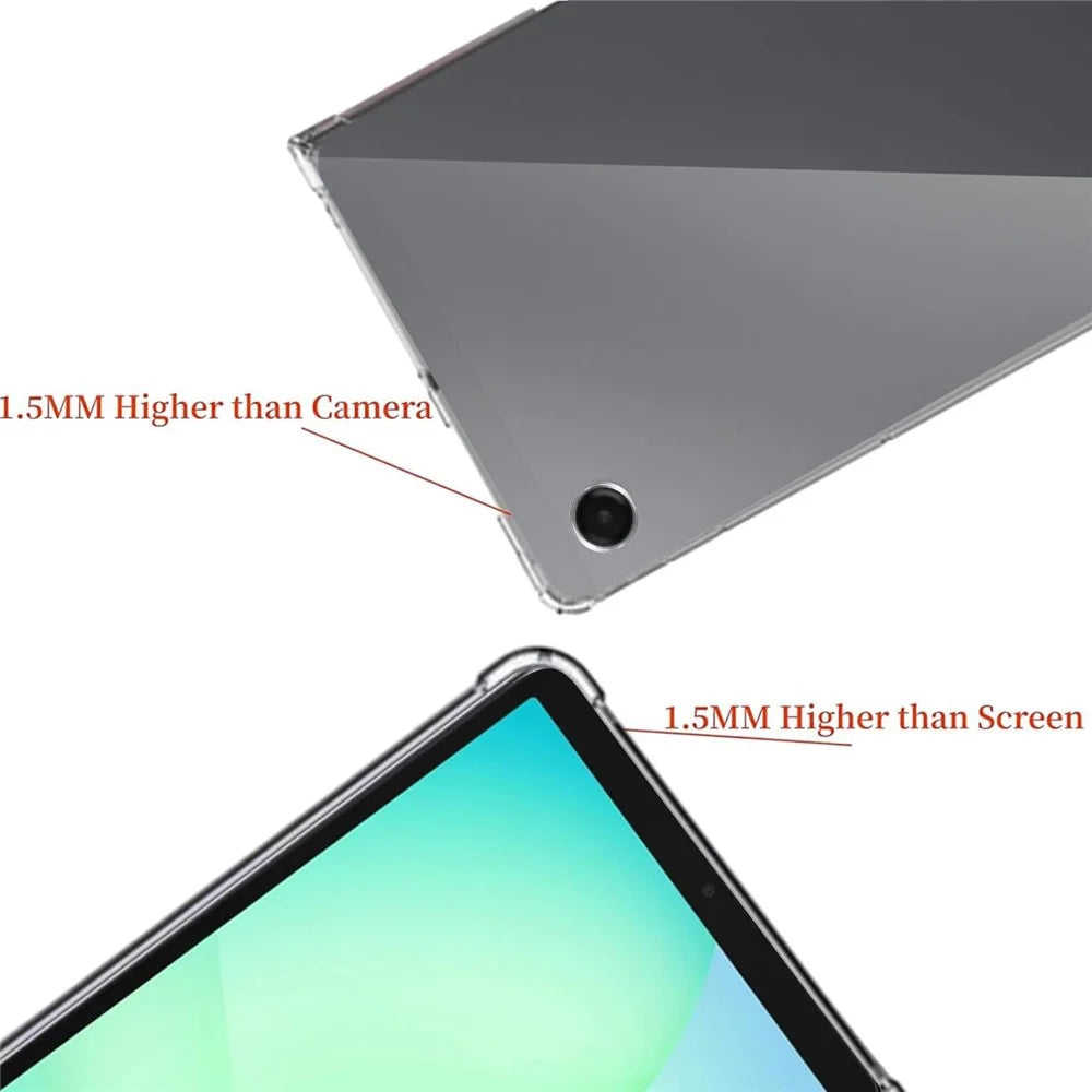 For Samsung Galaxy Tab A11 / A9 Case TPU Drop-Resistant Clear Tablet Cover + Tempered Glass Screen Film - 4
