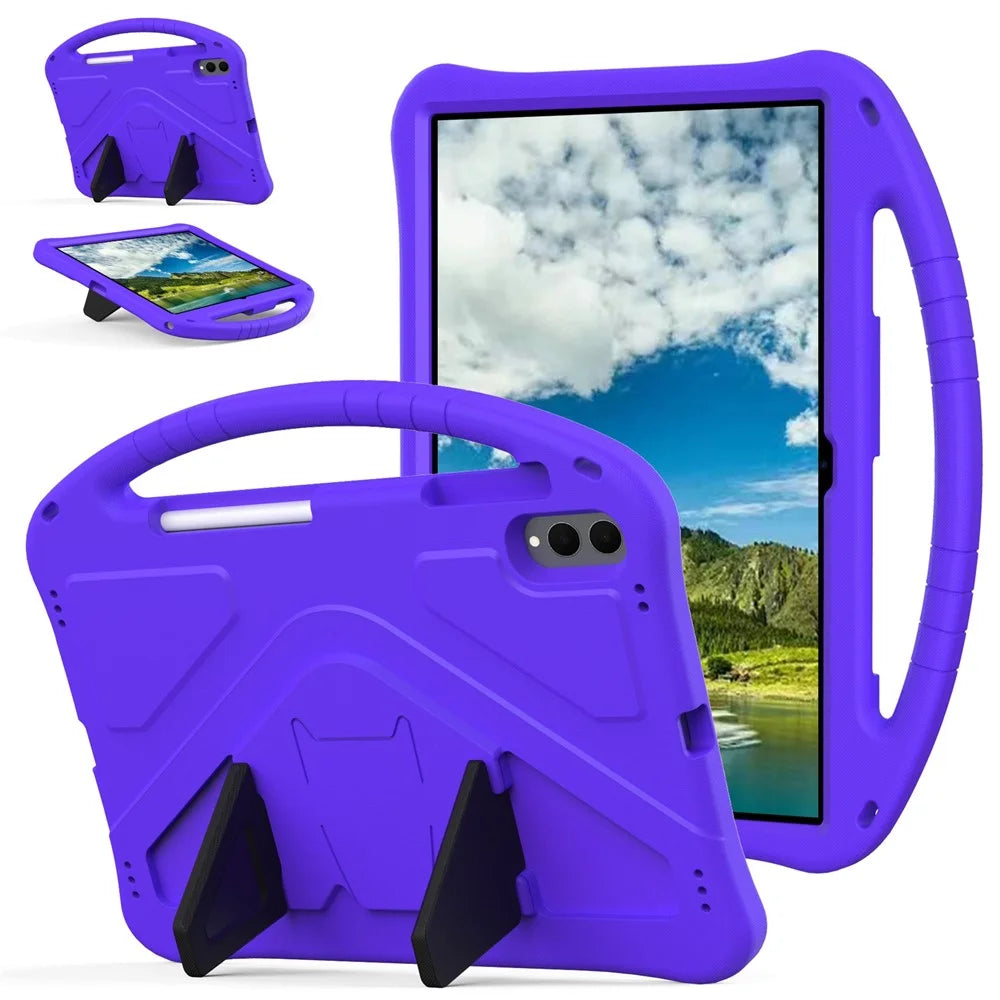 For Samsung Galaxy Tab S11 Ultra Case EVA Tablet Cover with Handle Kickstand Children Friendly - Purple - 1