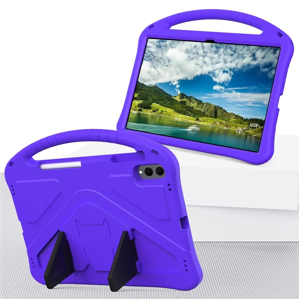 For Samsung Galaxy Tab S11 Ultra Case EVA Tablet Cover with Handle Kickstand Children Friendly - Purple - 7