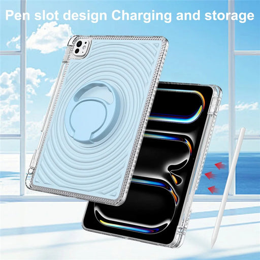 For iPad Pro 11 (2025) / (2024) Case Kickstand Wave Pattern Shockproof TPU + PC Tablet Cover - Baby Blue - 2