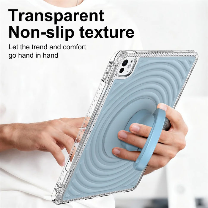 For iPad Pro 11 (2025) / (2024) Case Kickstand Wave Pattern Shockproof TPU + PC Tablet Cover - Baby Blue - 5