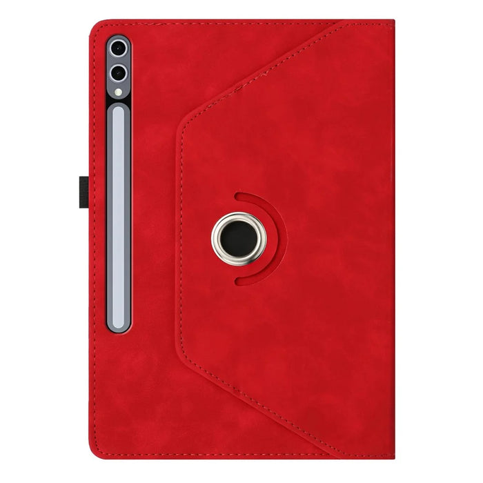 Microfiber Leather Case for Samsung Galaxy Tab S10+ / S9 FE+ / S9+ Rotating Stand Card Holder Smile Imprinted Tablet Cover - Red - 2
