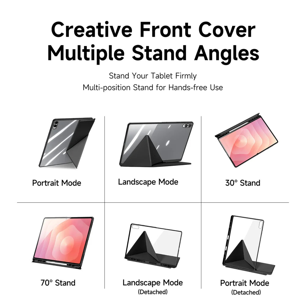 DUX DUCIS For Samsung Galaxy Tab S12 Ultra / S11 Ultra Case  Magi Series Detachable Origami Stand Leather+PC+TPU Clear Back Cover - Black - 5