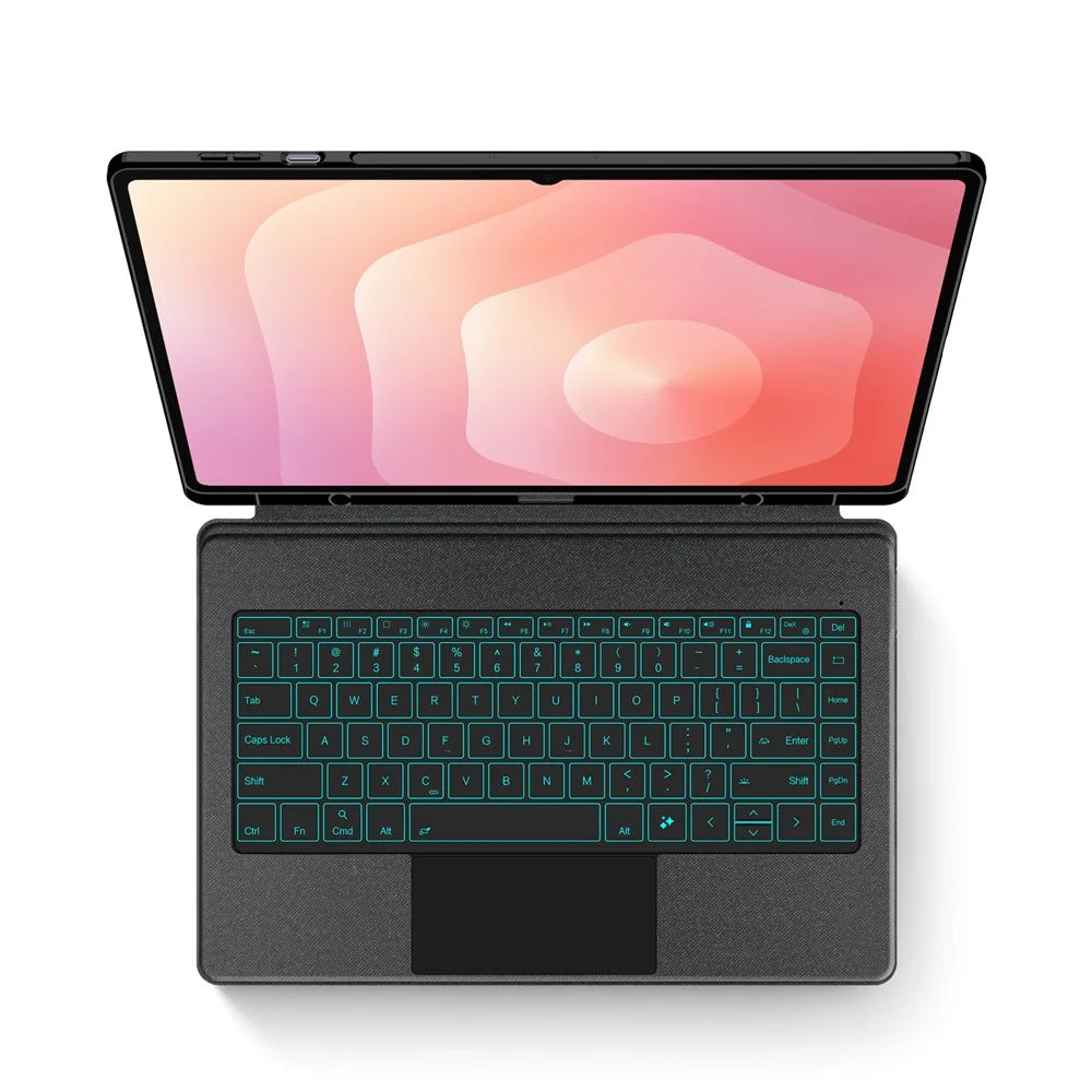 For Samsung Galaxy Tab S11 Ultra Leather Case + Bluetooth-Compatible Keyboard with Backlight Trackpad - 2
