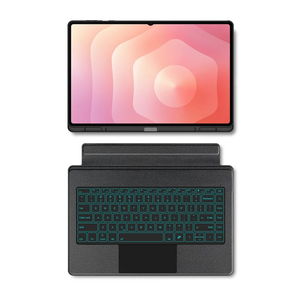 For Samsung Galaxy Tab S11 Ultra Leather Case + Bluetooth-Compatible Keyboard with Backlight Trackpad - 4