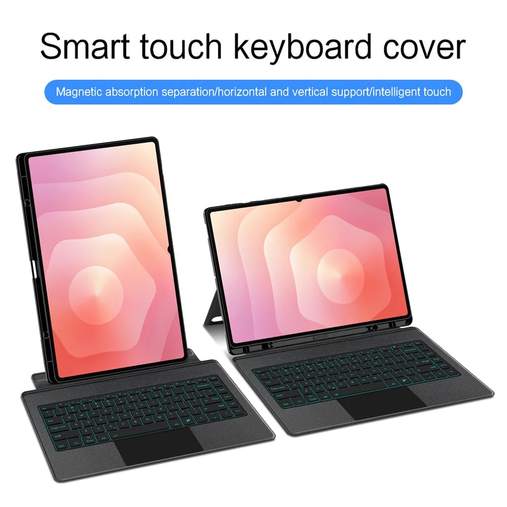 For Samsung Galaxy Tab S11 Ultra Leather Case + Bluetooth-Compatible Keyboard with Backlight Trackpad - 5