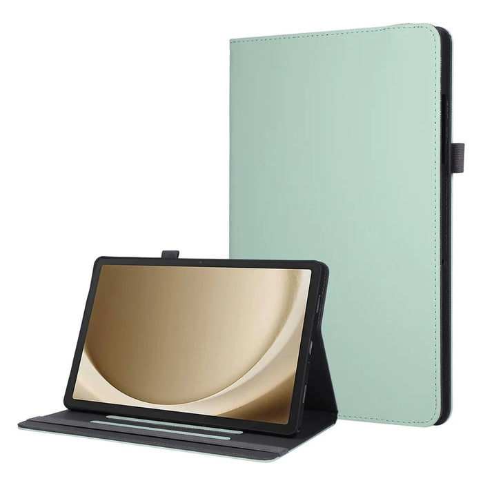 For Samsung Galaxy Tab A11+ / A9+ Case Foldable Stand Leather Tablet Cover with Handheld Wristband - Green - 1