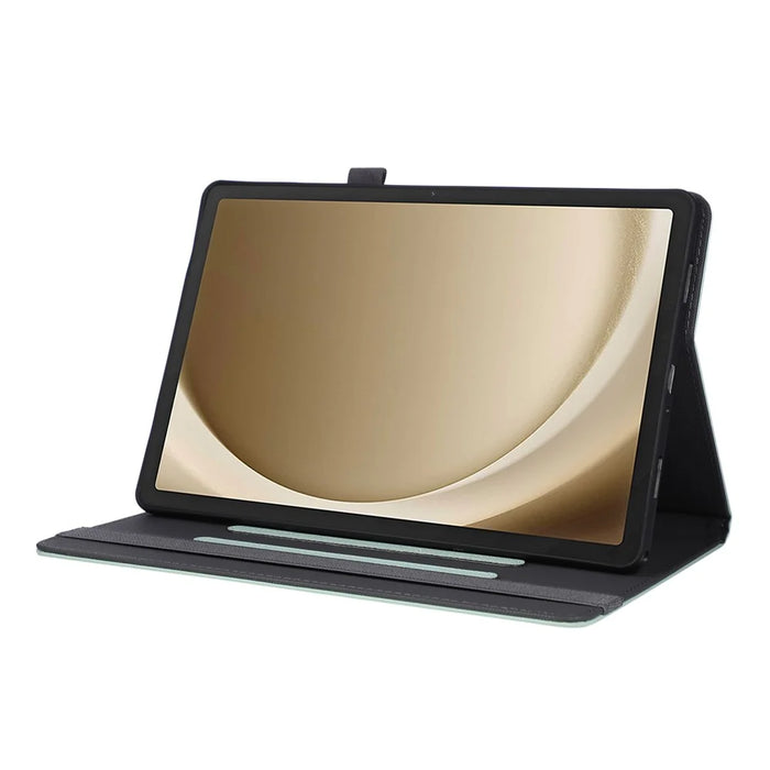 For Samsung Galaxy Tab A11+ / A9+ Case Foldable Stand Leather Tablet Cover with Handheld Wristband - Green - 4