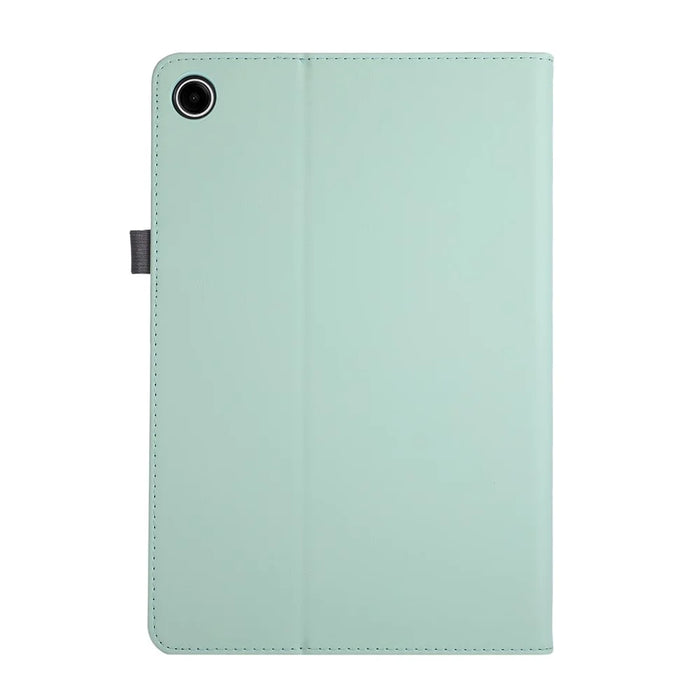 For Samsung Galaxy Tab A11+ / A9+ Case Foldable Stand Leather Tablet Cover with Handheld Wristband - Green - 7