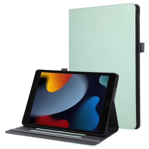 Tablet Case For iPad 10.2 (2021)  /  (2020)  /  (2019)  /  Air 10.5 inch (2019) Foldable Stand Leather Cover with Handheld Wristband - Green - 1