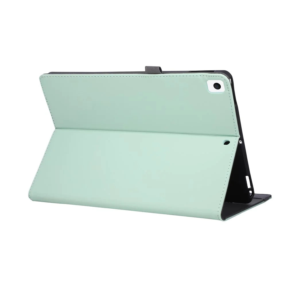 Tablet Case For iPad 10.2 (2021)  /  (2020)  /  (2019)  /  Air 10.5 inch (2019) Foldable Stand Leather Cover with Handheld Wristband - Green - 3