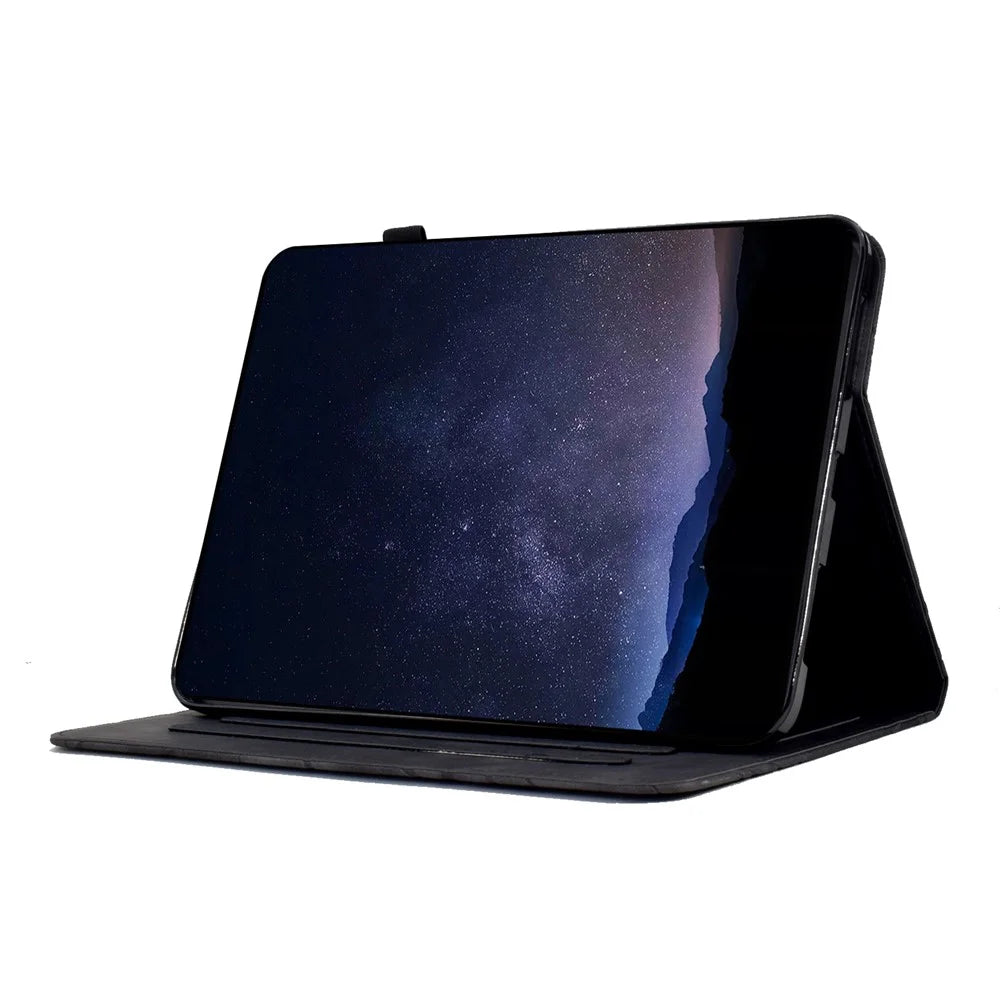 For Samsung Galaxy Tab S11 Leather Case Tree Pattern Card Slots Stand Cover - Black - 3