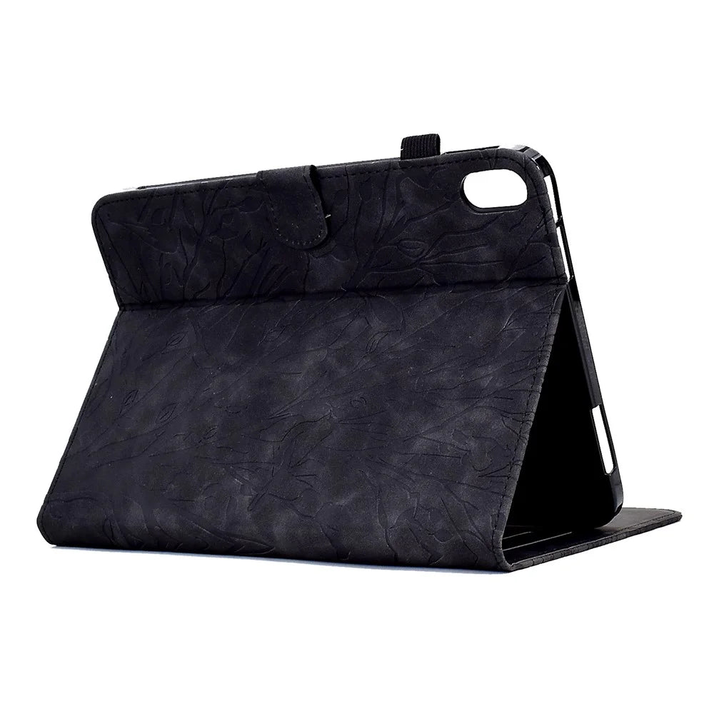 For Samsung Galaxy Tab S11 Leather Case Tree Pattern Card Slots Stand Cover - Black - 4