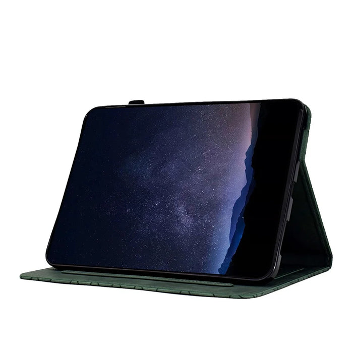 For Samsung Galaxy Tab S11 Case Card Slots Stand Rhombus Auto Wake / Sleep Leather Cover - Green - 3