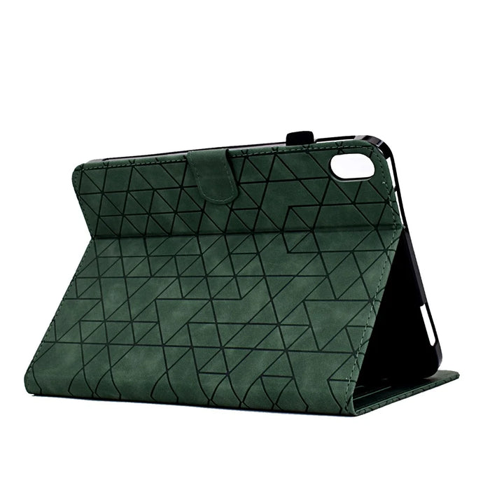 For Samsung Galaxy Tab S11 Case Card Slots Stand Rhombus Auto Wake / Sleep Leather Cover - Green - 4
