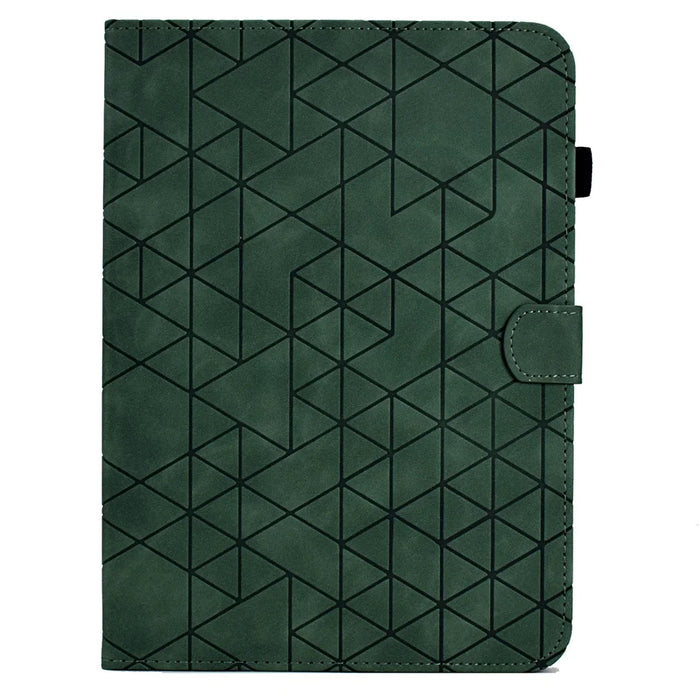 For Samsung Galaxy Tab S11 Case Card Slots Stand Rhombus Auto Wake / Sleep Leather Cover - Green - 7