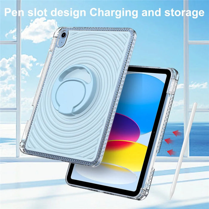 For iPad (2025)  /  10.9 (2022) Case Kickstand Wave Pattern Shockproof TPU + PC Tablet Cover - Baby Blue - 2