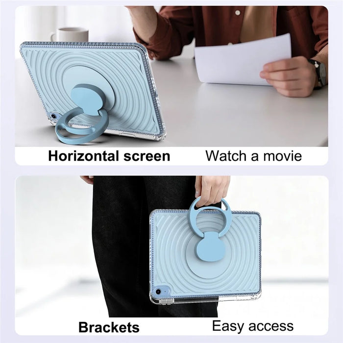For iPad (2025)  /  10.9 (2022) Case Kickstand Wave Pattern Shockproof TPU + PC Tablet Cover - Baby Blue - 4