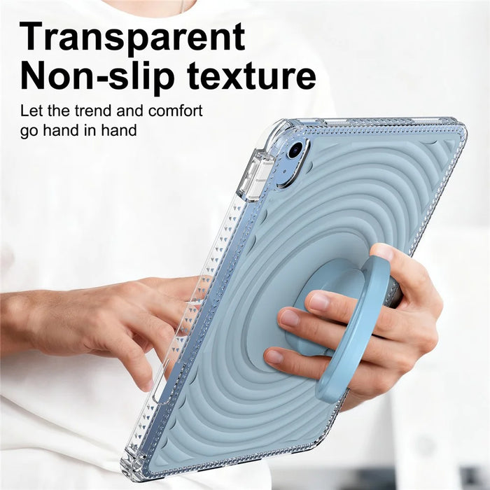 For iPad (2025)  /  10.9 (2022) Case Kickstand Wave Pattern Shockproof TPU + PC Tablet Cover - Baby Blue - 5