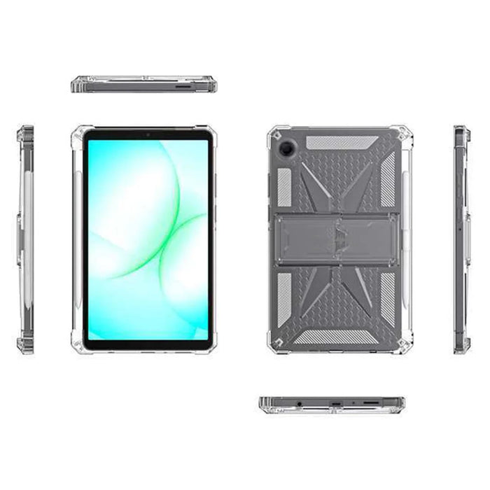 For Samsung Galaxy Tab A11 Clear Case Kickstand Shockproof TPU + PC Tablet Cover with Pen Slot - 7