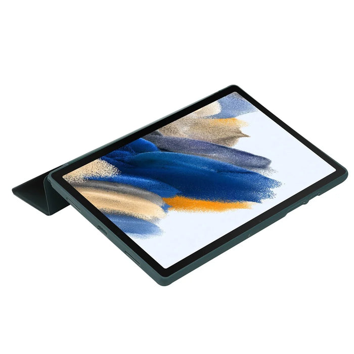 For Samsung Galaxy Tab A11 Case PU Leather+Silicone Origami Stand Protective Cover - Black - 3