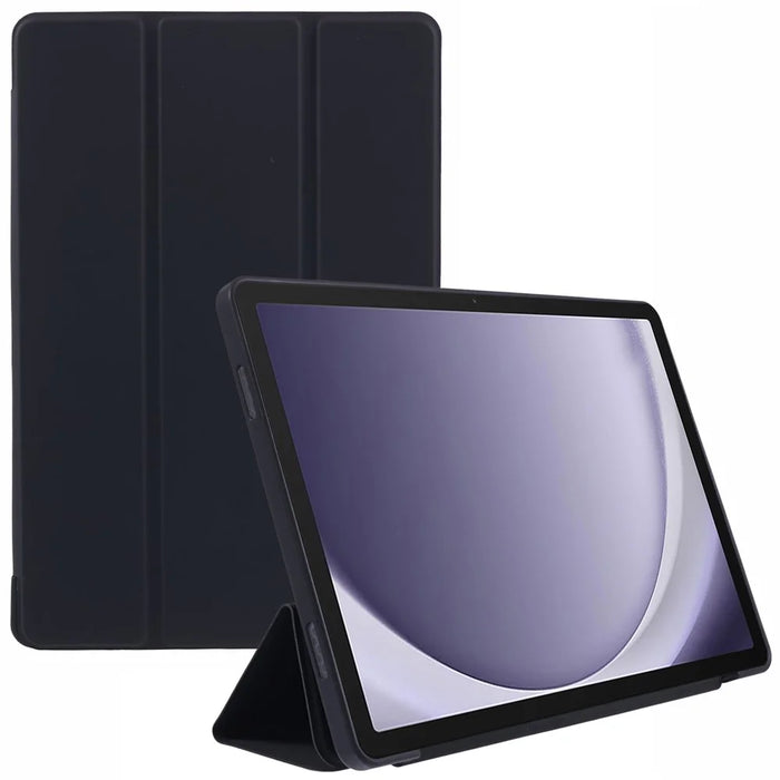 For Samsung Galaxy Tab A11 Case Leather + Honeycomb TPU Tablet Cover Tri-Fold Stand - Black - 1