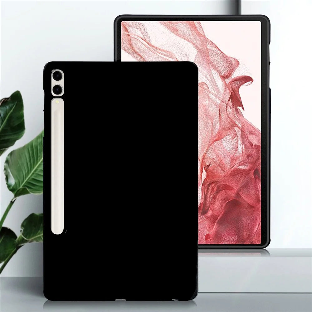 Tablet Case For Samsung Galaxy Tab S8+ / S7+ / S7 FE , Slim Matte TPU Protective Cover - Black - 2