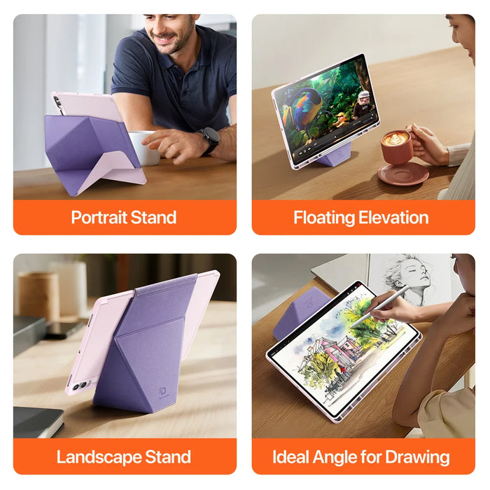 DUX DUCIS For Samsung Galaxy Tab S12 Ultra / S11 Ultra / S10 Ultra / S9 Ultra Tablet Case  Vers Series Multi-function Folding Stand Leather Cover - Pink - 5