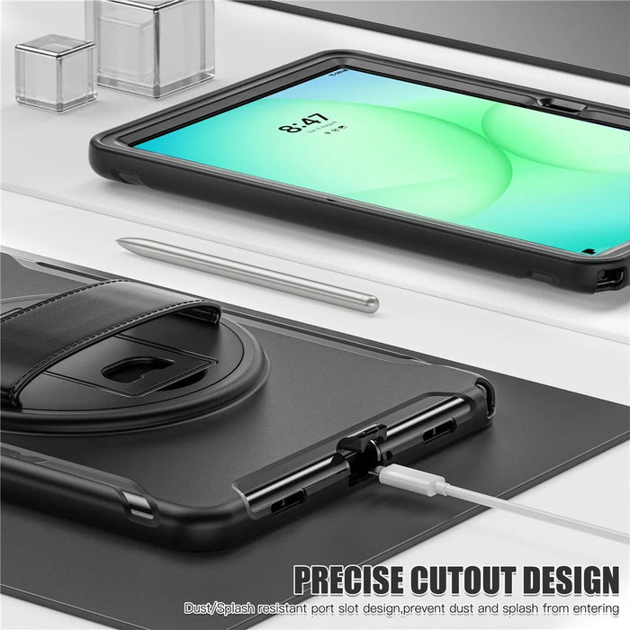 For Samsung Galaxy Tab A11+ Case Kickstand PC + TPU + Silicone Cover - Black - 3