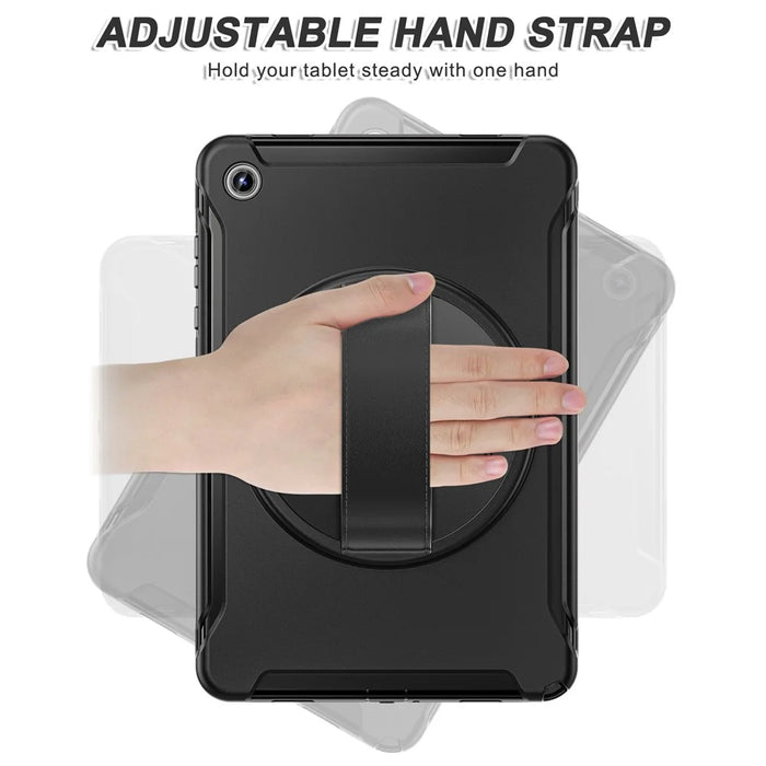 For Samsung Galaxy Tab A11+ Case Kickstand PC + TPU + Silicone Cover - Black - 6