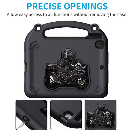 EVA Case For iPad 10.2 (2021)  /  (2020)  /  (2019)  /  Air 10.5 inch (2019) Motorcycle Kickstand Shockproof Tablet Cover with Handle - Black - 2