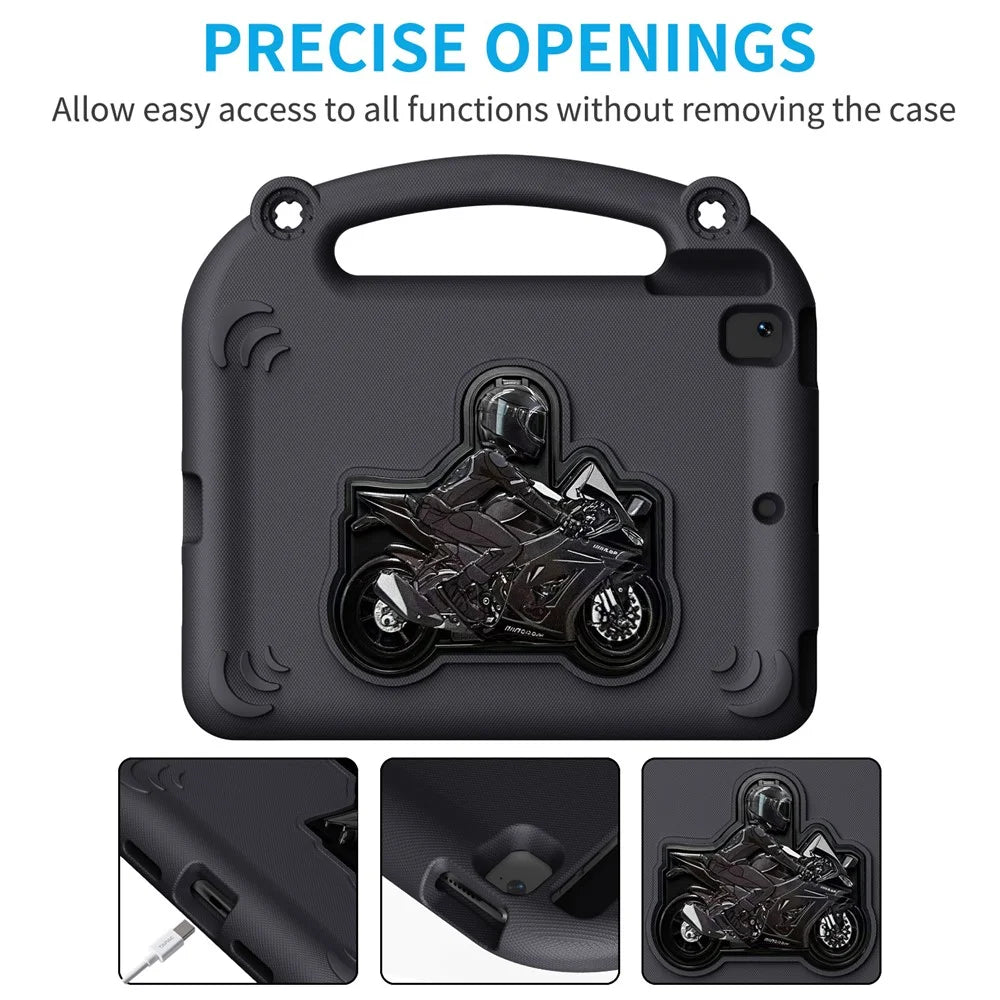 EVA Case For iPad 9.7-inch (2018)  /  (2017)  /  Air 2  /  Air (2013) Motorcycle Kickstand Shockproof Tablet Cover with Handle - Black - 2