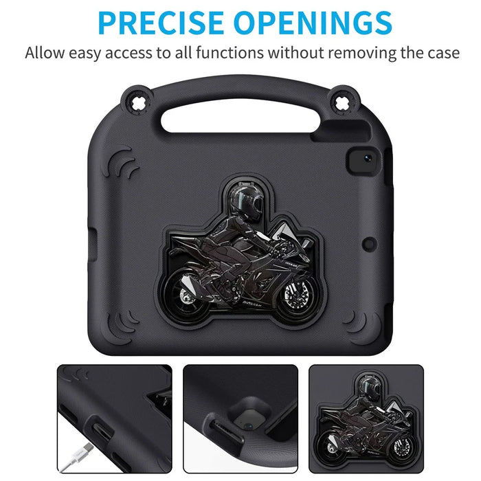 EVA Case For iPad 9.7-inch (2018)  /  (2017)  /  Air 2  /  Air (2013) Motorcycle Kickstand Shockproof Tablet Cover with Handle - Black - 2