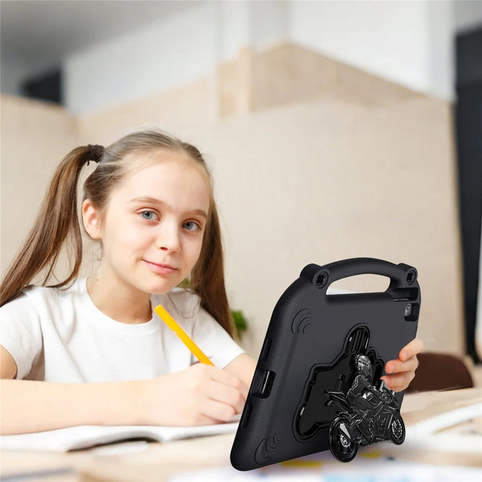 EVA Case For iPad 9.7-inch (2018)  /  (2017)  /  Air 2  /  Air (2013) Motorcycle Kickstand Shockproof Tablet Cover with Handle - Black - 4