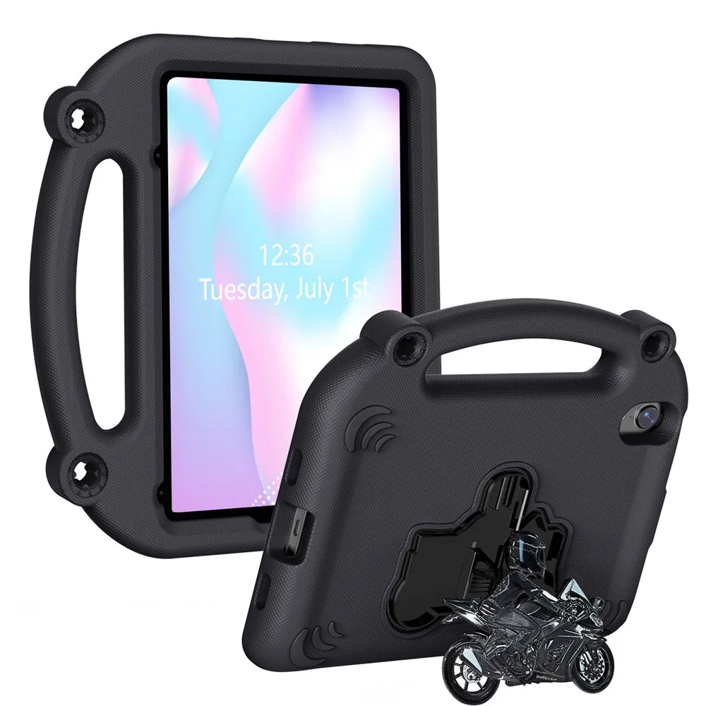 For iPad mini (2024)  /  (2021) EVA Case Motorcycle Kickstand Shockproof Tablet Cover with Handle - Black - 1