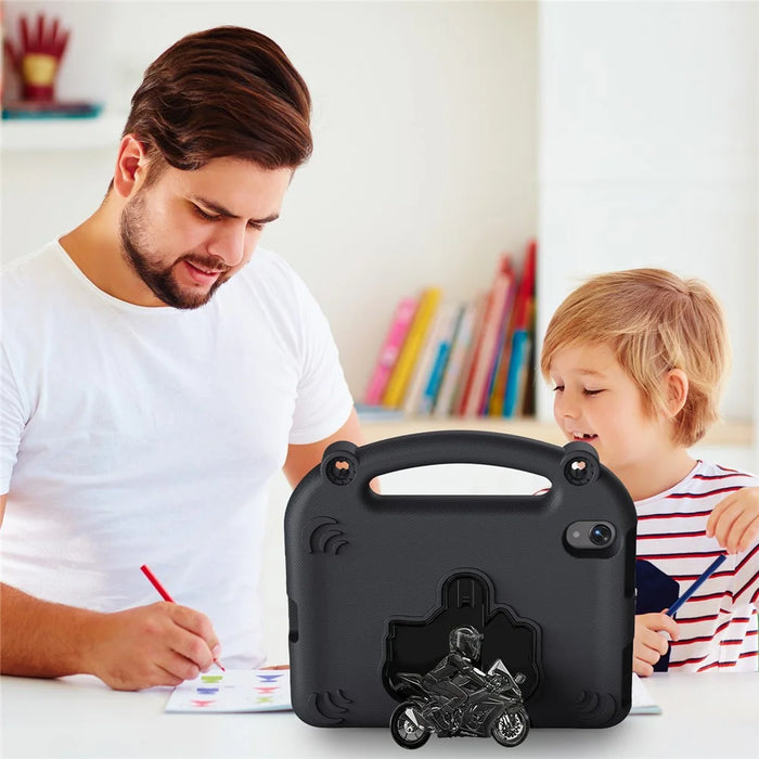 For iPad mini (2024)  /  (2021) EVA Case Motorcycle Kickstand Shockproof Tablet Cover with Handle - Black - 5