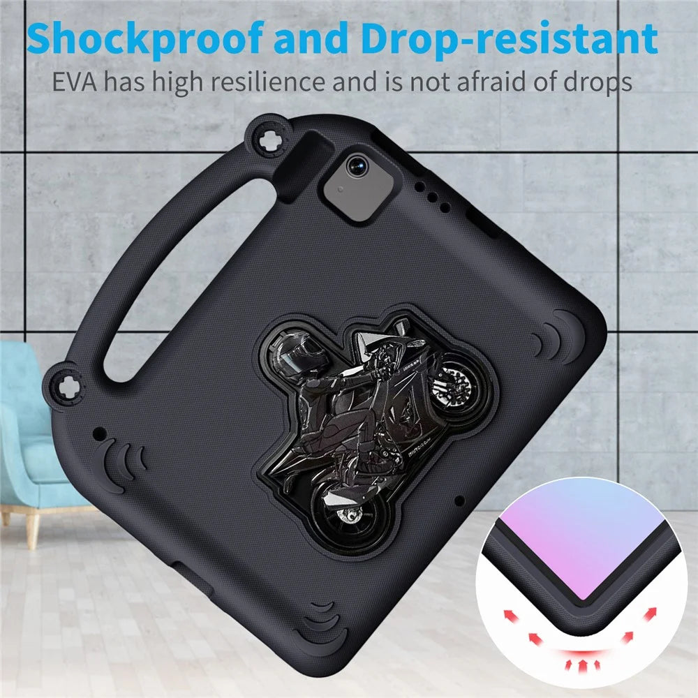 Motorcycle Kickstand EVA Case with Handle For iPad (2025)  /  10.9 (2022)  /  Air 11 (2026) / (2025) / (2024) / Air (2022) / (2020)  /  Pro 11 (2025)  /  (2024)  /  (2022)  /  (2021)  /  (2020)  /  (2018) - Black - 3
