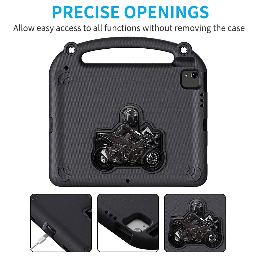 Motorcycle Kickstand EVA Case with Handle For iPad Air 13 (2026) / (2025) / (2024) / Pro 13 (2025) / (2024) / Pro 12.9 (2022) / (2021) / (2020) / (2018)  - Black - 2