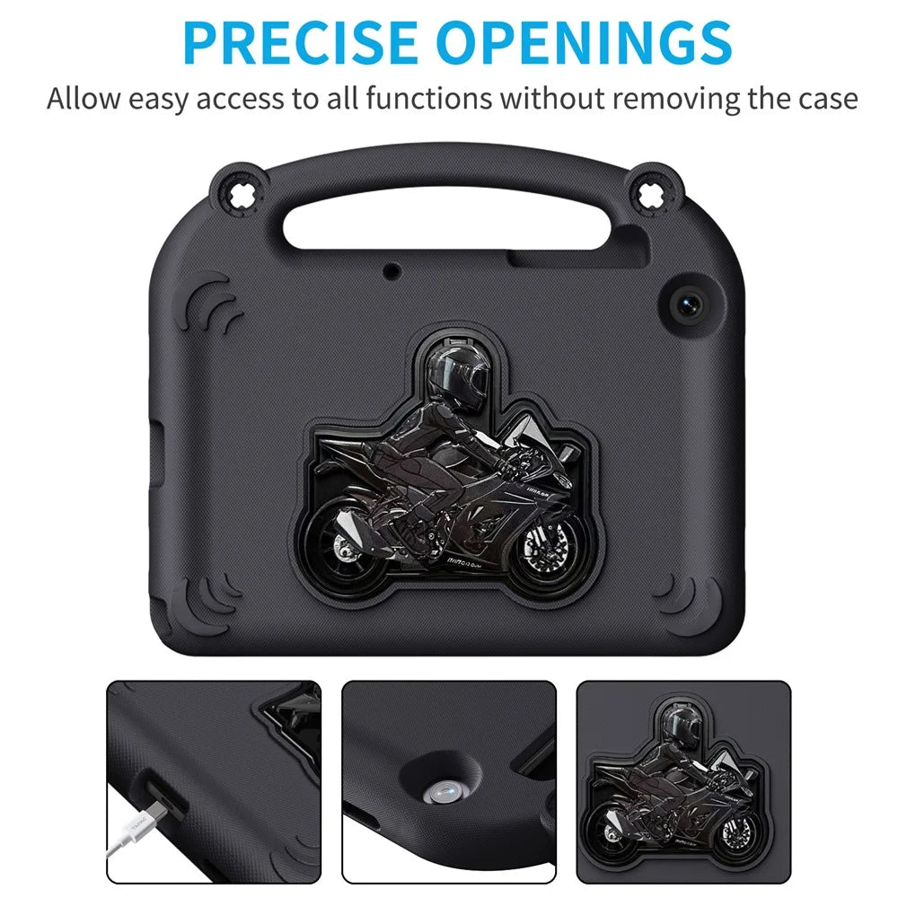 For Samsung Galaxy Tab A11+  /  A9+ EVA Case Motorcycle Kickstand Shockproof Tablet Cover with Handle - Black - 2