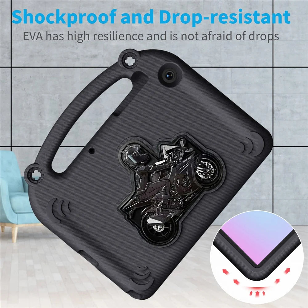 For Samsung Galaxy Tab A11+  /  A9+ EVA Case Motorcycle Kickstand Shockproof Tablet Cover with Handle - Black - 3